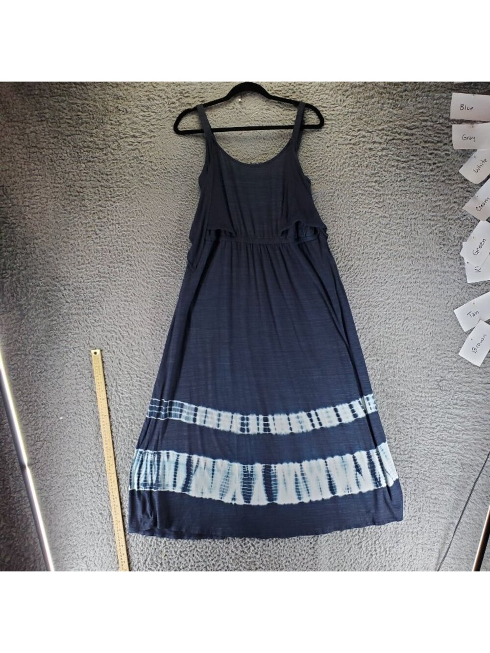 Lane Bryant Dress Womens 14/16 Navy Blue Tie Dye Sleeveless Maxi Stretch *Read*
